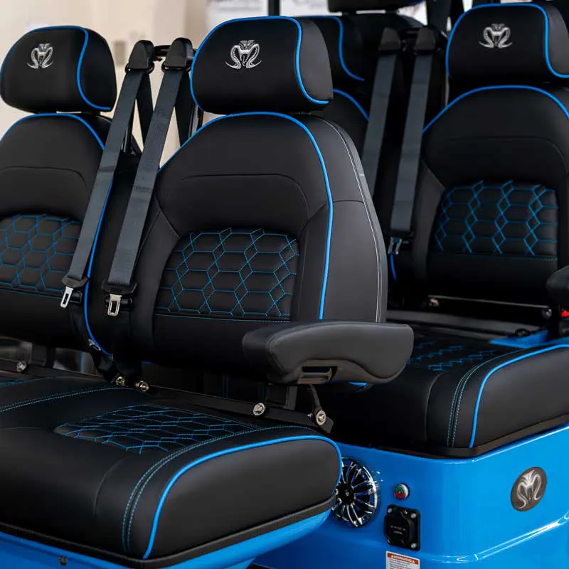 * Color match would indicate a black base of the seat with the piping and stiching to match the color of the cart.